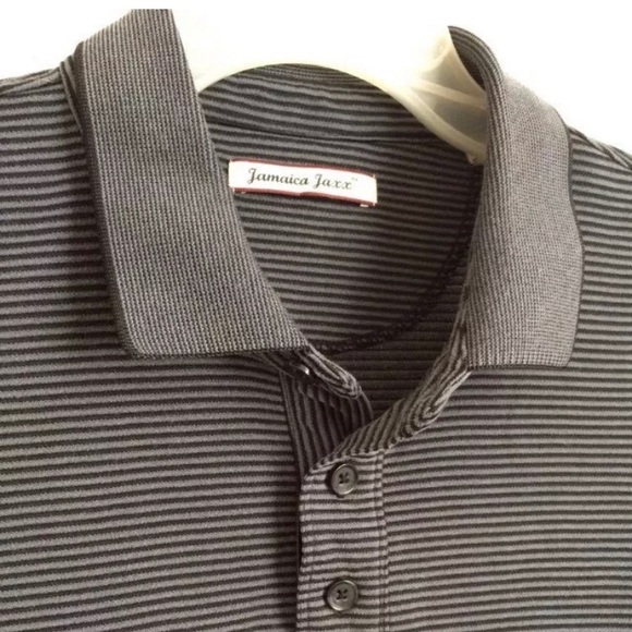 Jamaica Jaxx Black and gray striped polo…XL - Picture 1 of 4